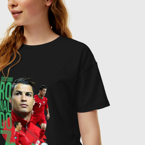 Женская футболка хлопок Oversize Ronaldo, цвет черный - фото 3