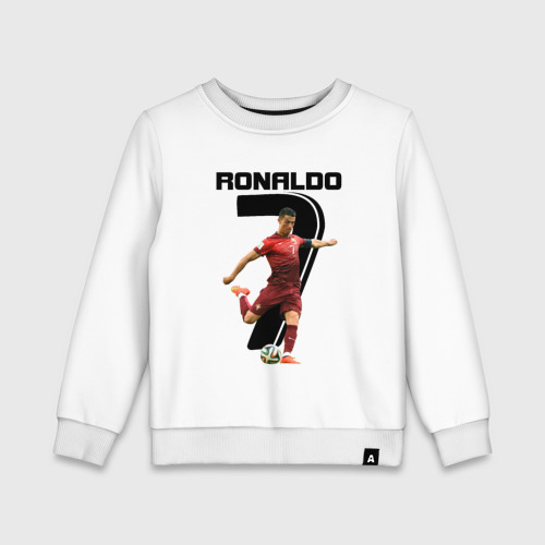 Детский свитшот из хлопка с принтом Ronaldo, вид спереди №1