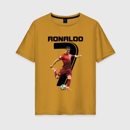 Женская футболка хлопок Oversize Ronaldo, цвет горчичный