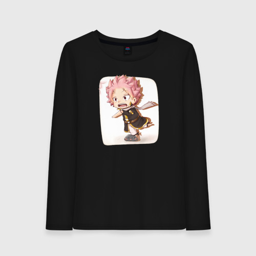 Женский лонгслив хлопок Chibi Natsu, цвет черный