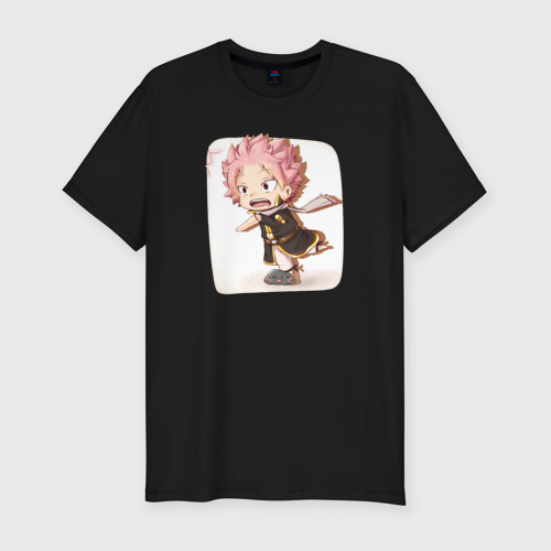 Мужская футболка хлопок Slim Chibi Natsu, цвет черный