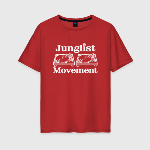 Женская футболка хлопок Oversize Junglist Movement, цвет красный