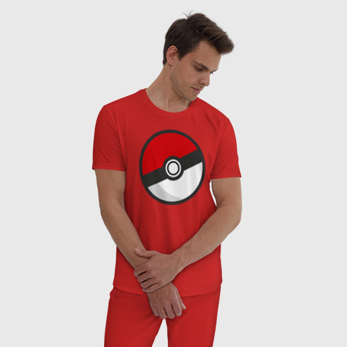 Мужская пижама хлопок Pokeball, цвет красный - фото 3