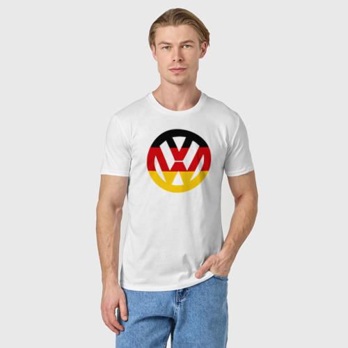 Мужская футболка хлопок Wolksvagen, цвет белый - фото 3