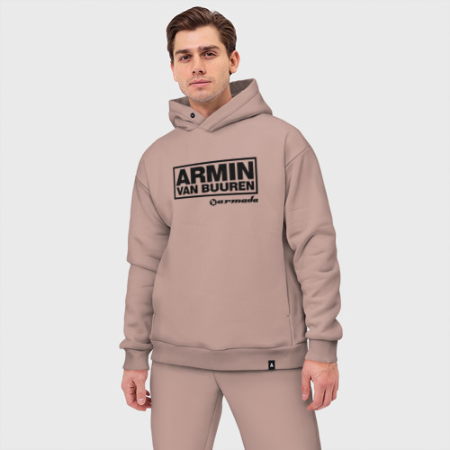 Мужской костюм oversize хлопок с принтом Armin van Buuren, фото на моделе #1