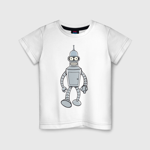 Детская футболка из хлопка с принтом Bender color, вид спереди №1