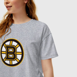 Женская футболка хлопок Oversize Boston Bruins - фото 2