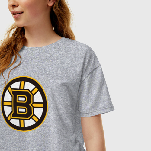 Женская футболка хлопок Oversize Boston Bruins, цвет меланж - фото 3