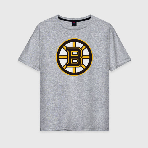 Женская футболка хлопок Oversize Boston Bruins, цвет меланж