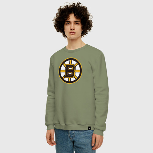 Мужской свитшот хлопок Boston Bruins, цвет авокадо - фото 3