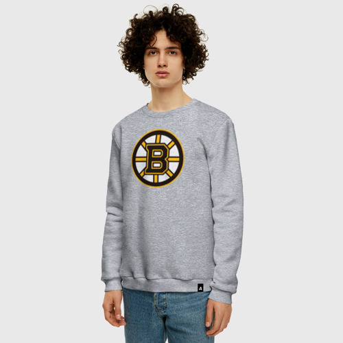 Мужской свитшот хлопок с принтом Boston Bruins, фото на моделе #1