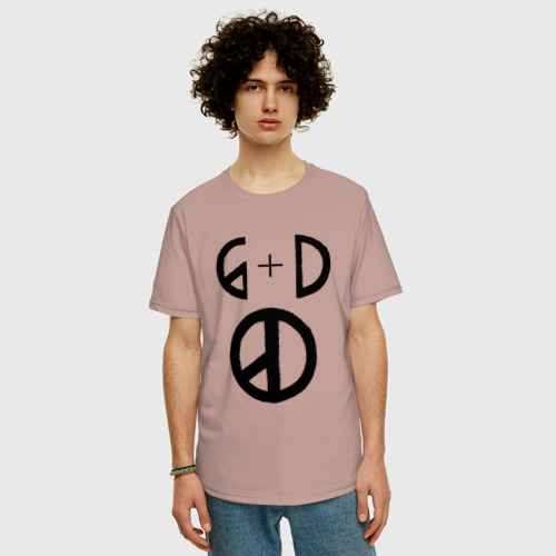 Мужская футболка хлопок Oversize G Dragon, цвет пыльно-розовый - фото 3