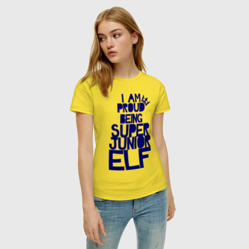 Женская футболка хлопок Superjunior elf, цвет желтый - фото 3