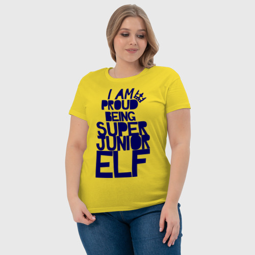 Женская футболка хлопок Superjunior elf, цвет желтый - фото 6