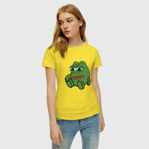 Женская футболка хлопок с принтом Грустняш, фото на моделе #1
