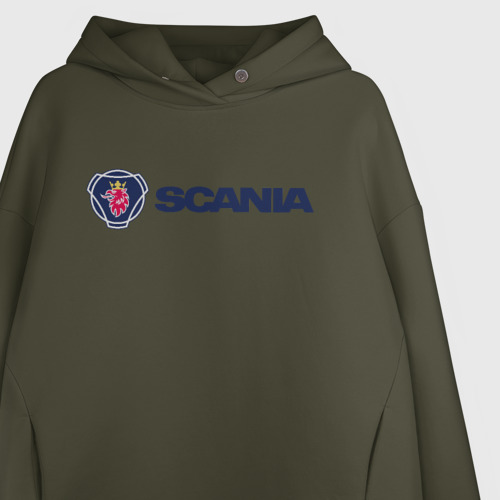Женское худи Oversize хлопок Scania, цвет хаки - фото 3
