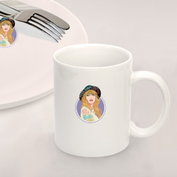 Набор: тарелка   кружка с принтом Тейлор Свифт ред тур для любого человека, вид спереди №2. Цвет основы: белый