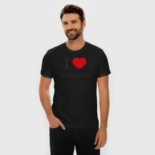Мужская футболка хлопок Slim I love Nirvana, цвет черный - фото 3