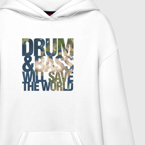 Худи SuperOversize хлопок Drum&Bass Will Save The World, цвет белый - фото 3