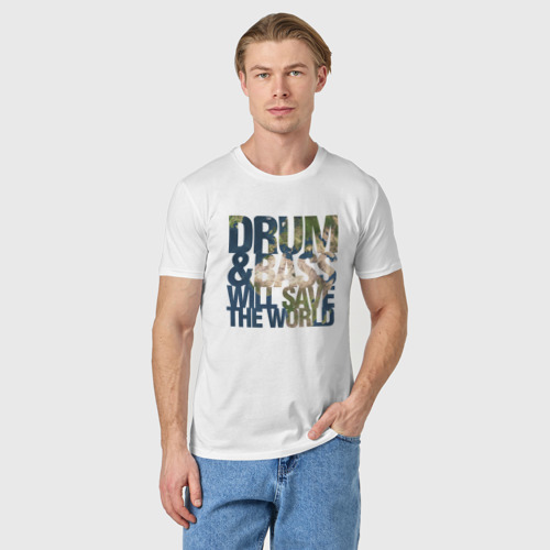 Мужская футболка хлопок Drum&Bass Will Save The World, цвет белый - фото 3