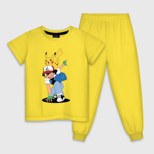 Детская пижама хлопок Пикачу, цвет желтый