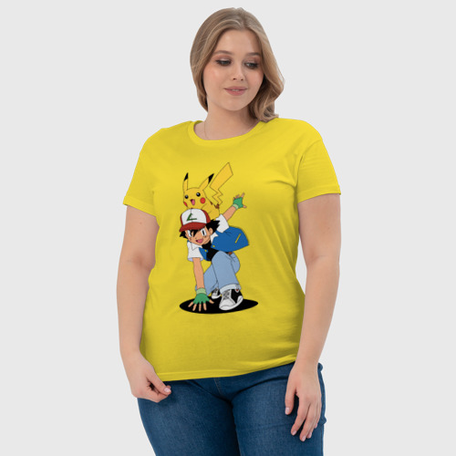 Женская футболка хлопок Пикачу, цвет желтый - фото 6