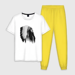 Мужская пижама с белой футболкой хлопок Джонни Депп