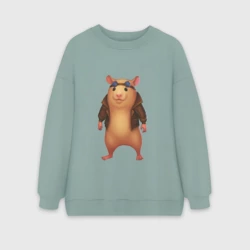 Женский свитшот oversize без начеса хлопок Хомяк