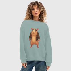 Женский свитшот oversize без начеса хлопок Хомяк - фото 2