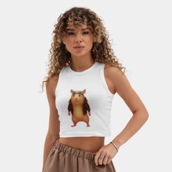 Женская укороченная майка-топ хлопок Хомяк - фото 2