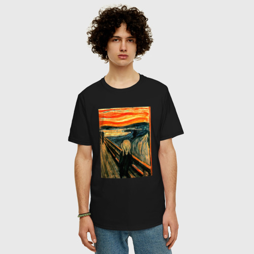 Мужская футболка хлопок Oversize Крик, цвет черный - фото 3