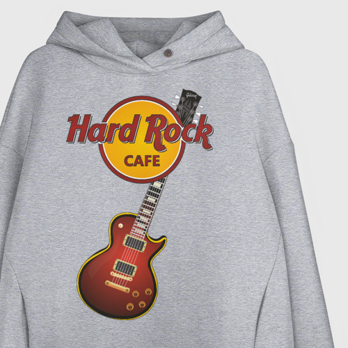 Женское худи Oversize хлопок с принтом Hard Rock cafe, фото на моделе #1