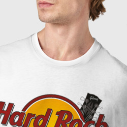 Футболка с принтом Hard Rock cafe для женщины, вид на модели спереди №4. Цвет основы: белый
