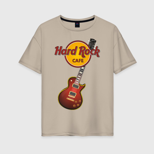 Женская футболка хлопок Oversize с принтом Hard Rock cafe, вид спереди #2