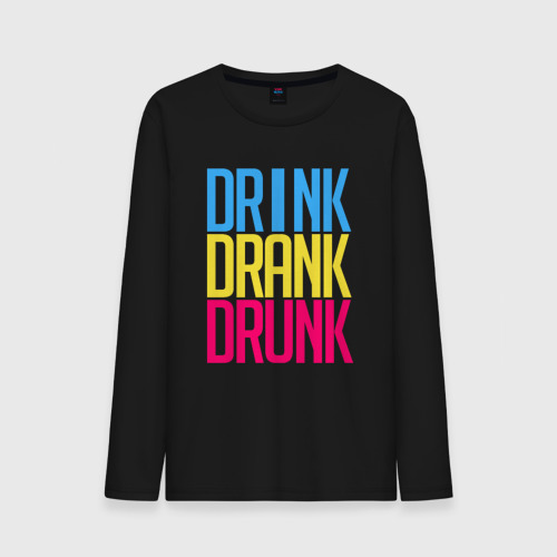 Мужской лонгслив хлопок Drink Drank Drunk, цвет черный