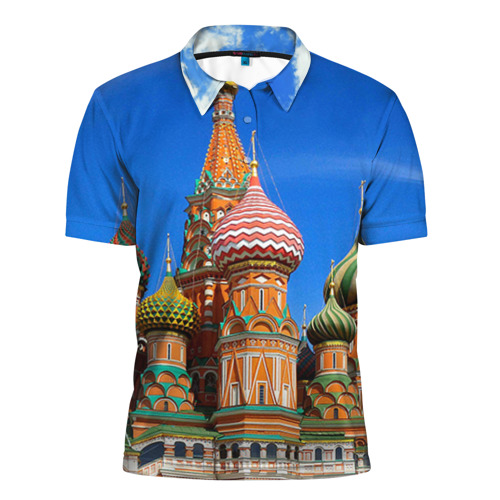 Мужская рубашка поло 3D Храм Василия Блаженного Фото 01 Мужская рубашка поло 3D Храм Василия Блаженного Фото 01
