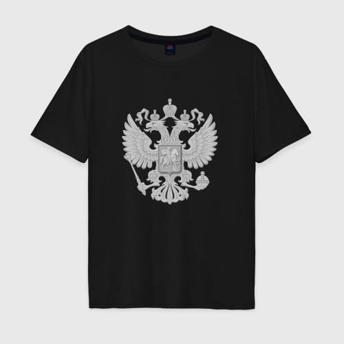 Мужская футболка хлопок Oversize Герб России, цвет черный