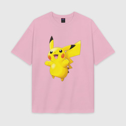 Женская футболка Oversize хлопок texturе Пикачу