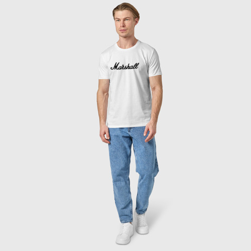 Мужская футболка хлопок Marshall logo, цвет белый - фото 5