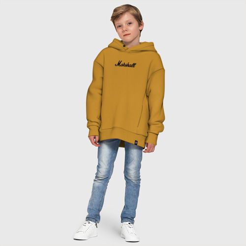 Детское худи Oversize хлопок Marshall logo, цвет горчичный - фото 11