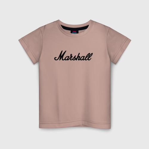 Детская футболка хлопок Marshall logo, цвет пыльно-розовый