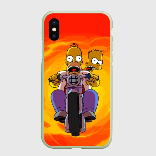 Чехол для iPhone XS Max матовый Симпсоны на байке