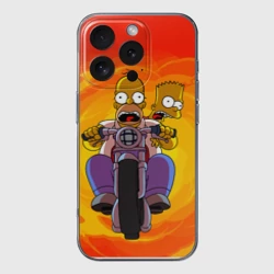 Чехол для iPhone 16 Pro Max силиконовый с защитой камеры Симпсоны на байке