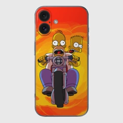 Чехол для iPhone 16 силиконовый с защитой камеры Симпсоны на байке