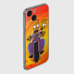 Чехол для iPhone 15 силиконовый с защитой камеры Симпсоны на байке - фото 2