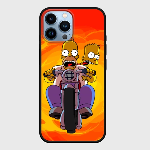 Чехол для iPhone 14 Pro Max Симпсоны на байке