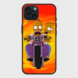 Чехол силиконовый для Apple iPhone 15 матовый Симпсоны на байке