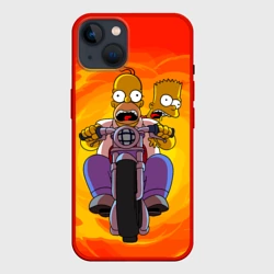 Чехол для iPhone 14 Симпсоны на байке