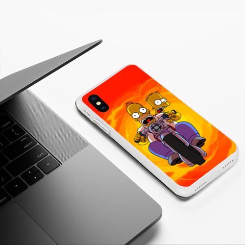 Чехол для iPhone XS Max матовый Симпсоны на байке, цвет белый - фото 5