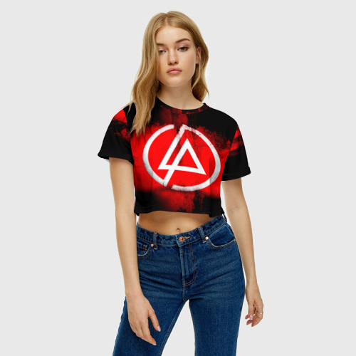 Женская футболка Crop-top 3D Linkin Park, цвет 3D печать - фото 4